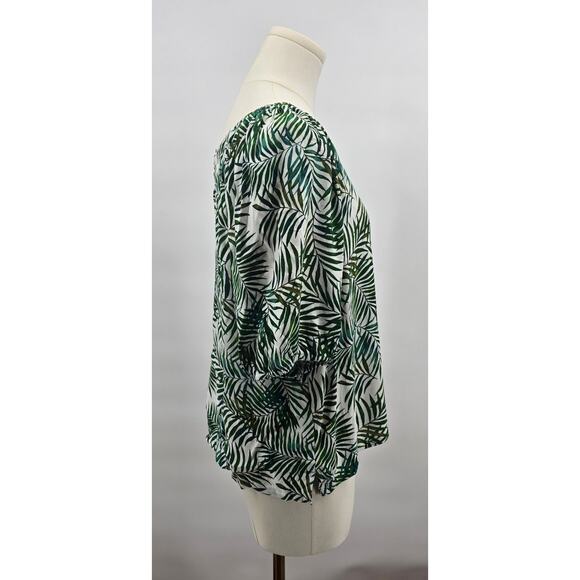 LOFT Green Palm Leaf Blouse - Picture 2 of 6